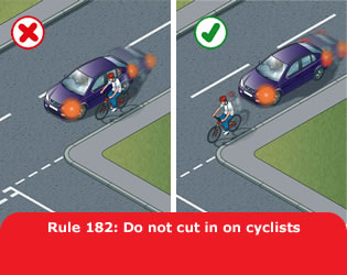 Do not cut in on cyclists