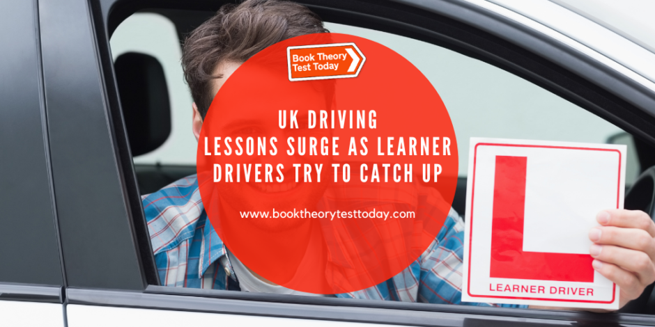 Male learner driver taking UK driving lessons.